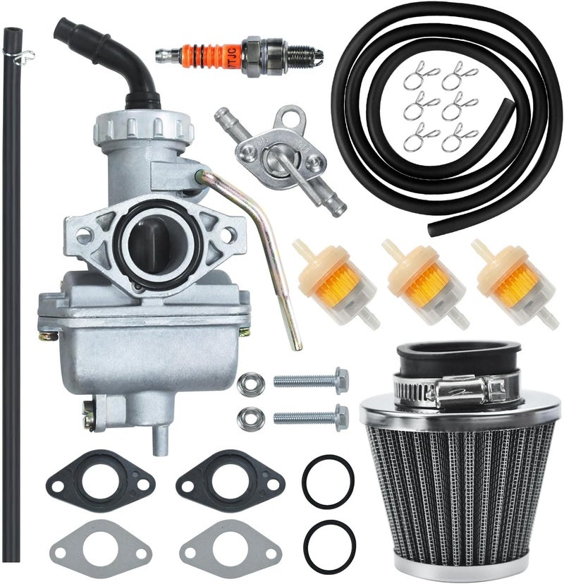 HOLATO PZ20 Carburetor Carb Air filter Fuel Line Kit for 50cc-125cc Taotao ATA-110B 125D Boulder B1 T-Force Coolster Apollo kazuma Kids ATV Four Wheeler XR70 XR80 CRF70 CRF80F Dirt Pit bike (BLACK) - Image 1